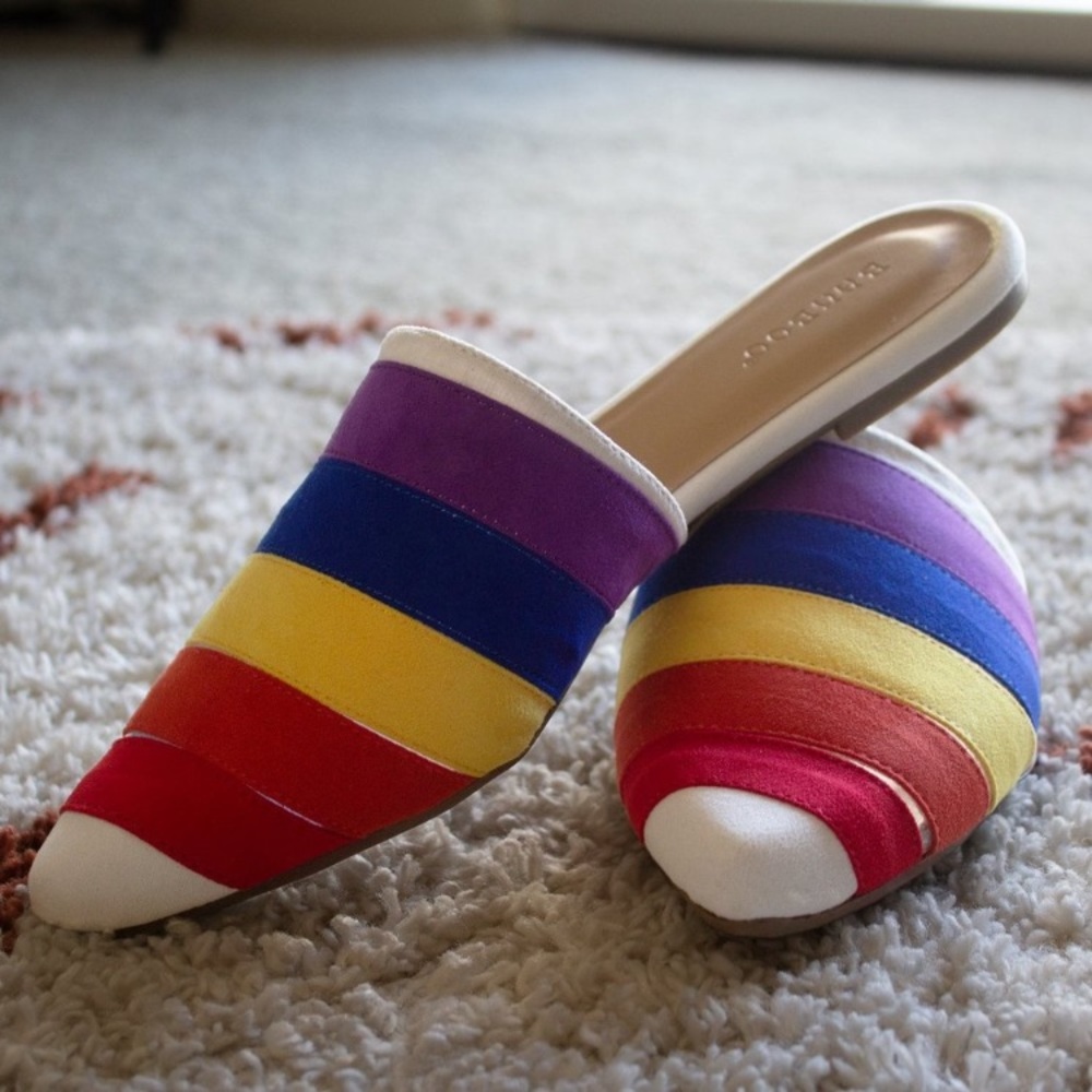 BAMBOO Rainbow Suede Pointed Toe Flats Size 10